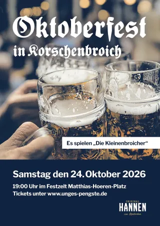 Plakat zum Oktoberfest in Korschenbroich am 24. Oktober 2026