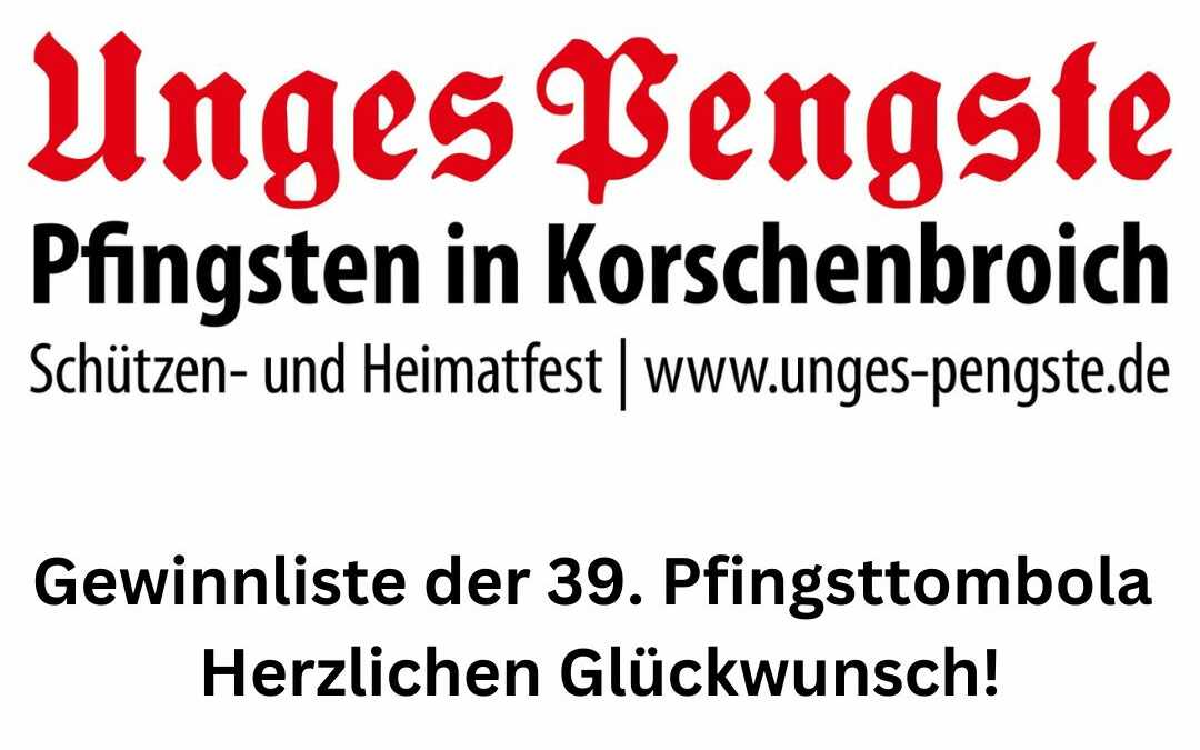 Gewinnliste der Pfingsttombola 2023