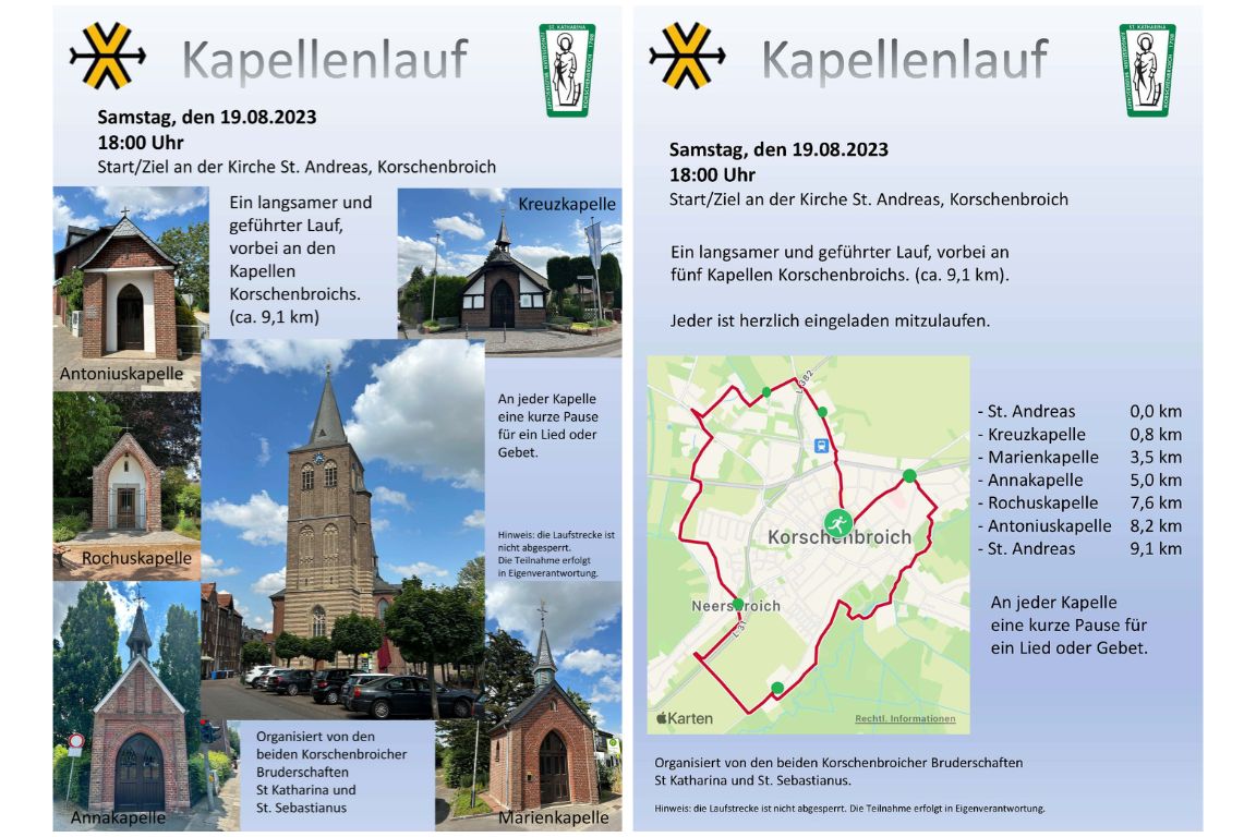 Kapellenlauf in Korschenbroich – Gemeinsam laufen, beten und singen