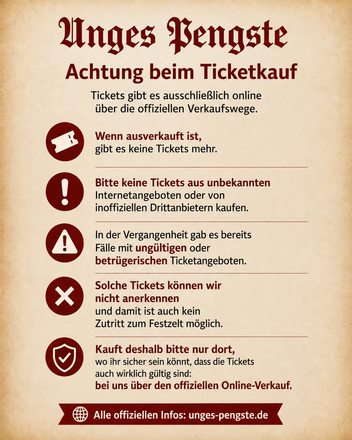 Ticketkauf und Einlass: wichtige Hinweise für Unges Pengste